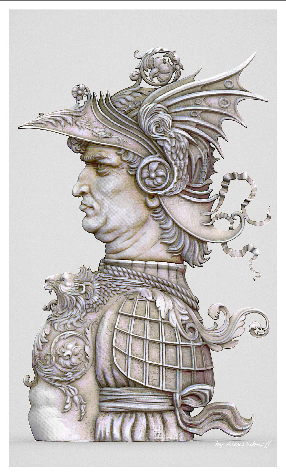 Warrior bust in helmet