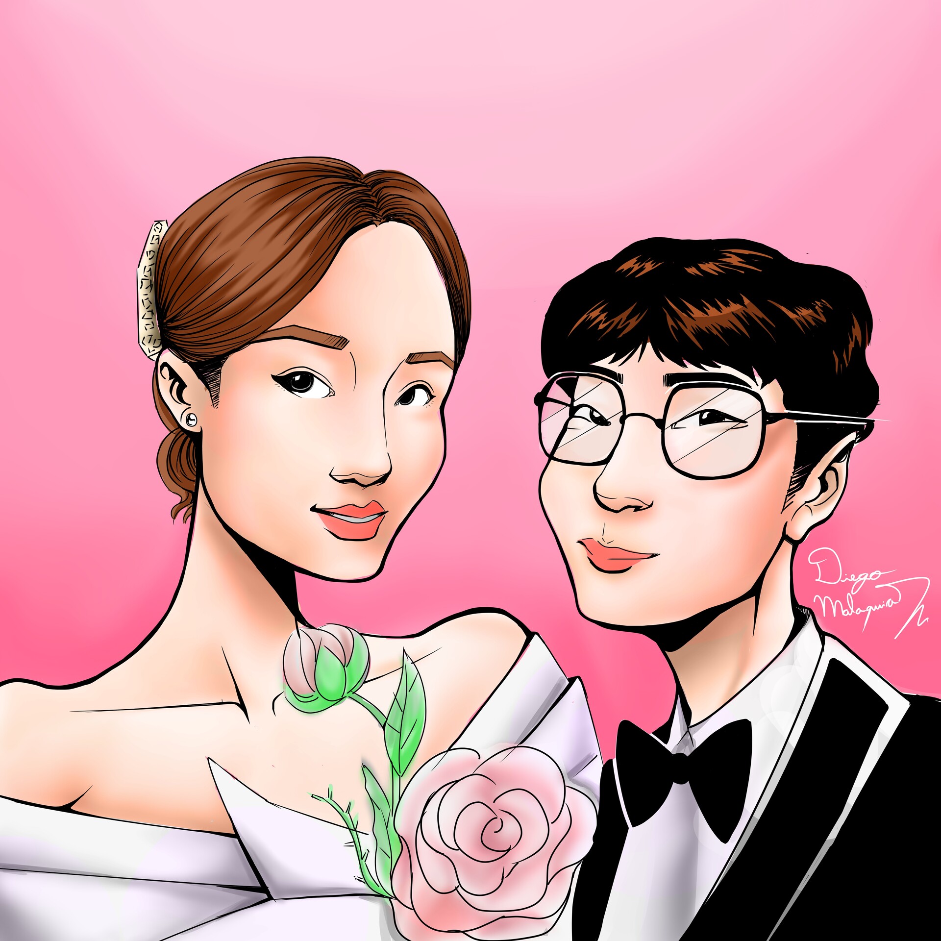 ArtStation - Caricature of the couple Jeong Jin-hwan and yeo ha-yeong ...