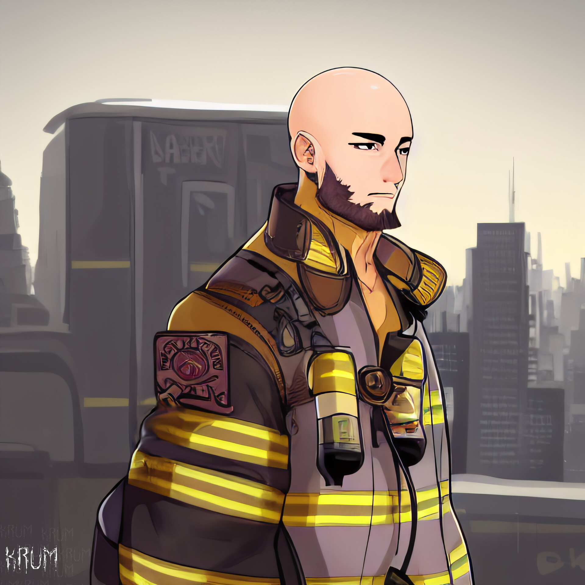 ArtStation - BALD FIREFIGHTER