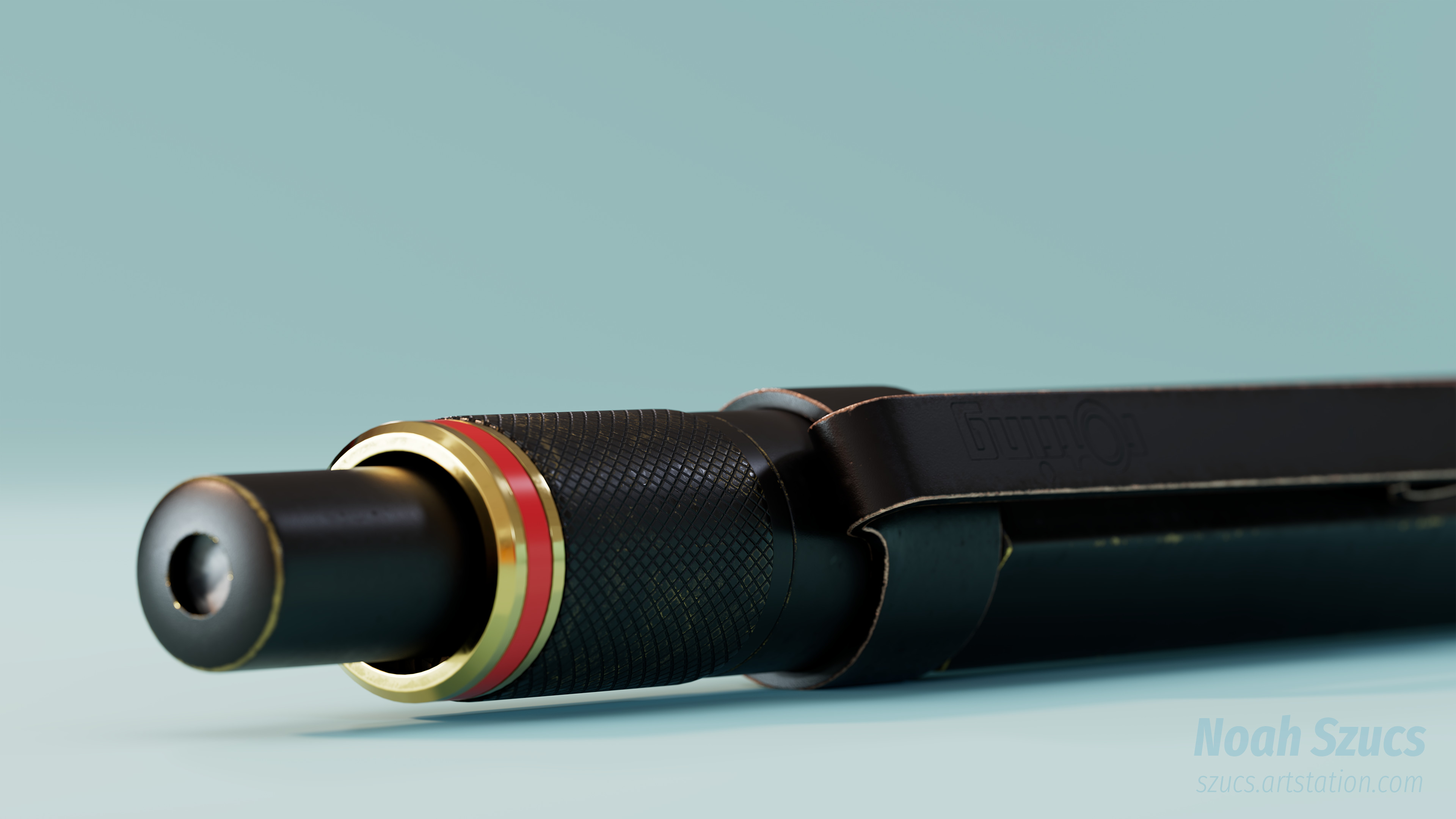 The pattern for the knurling was created in Adobe Illustrator and applied as a normal map in Substance Painter.  A similar process was used to create a mask for the wear pattern.  This allowed the wear to mostly show up on the edges of the knurling.