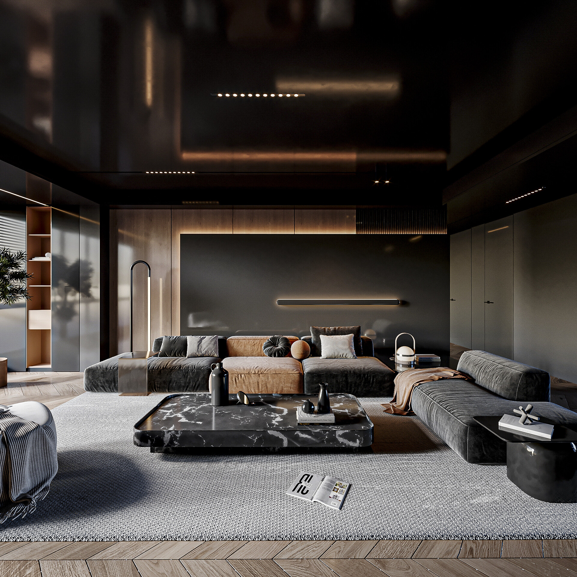 Black and Orange Living Room 