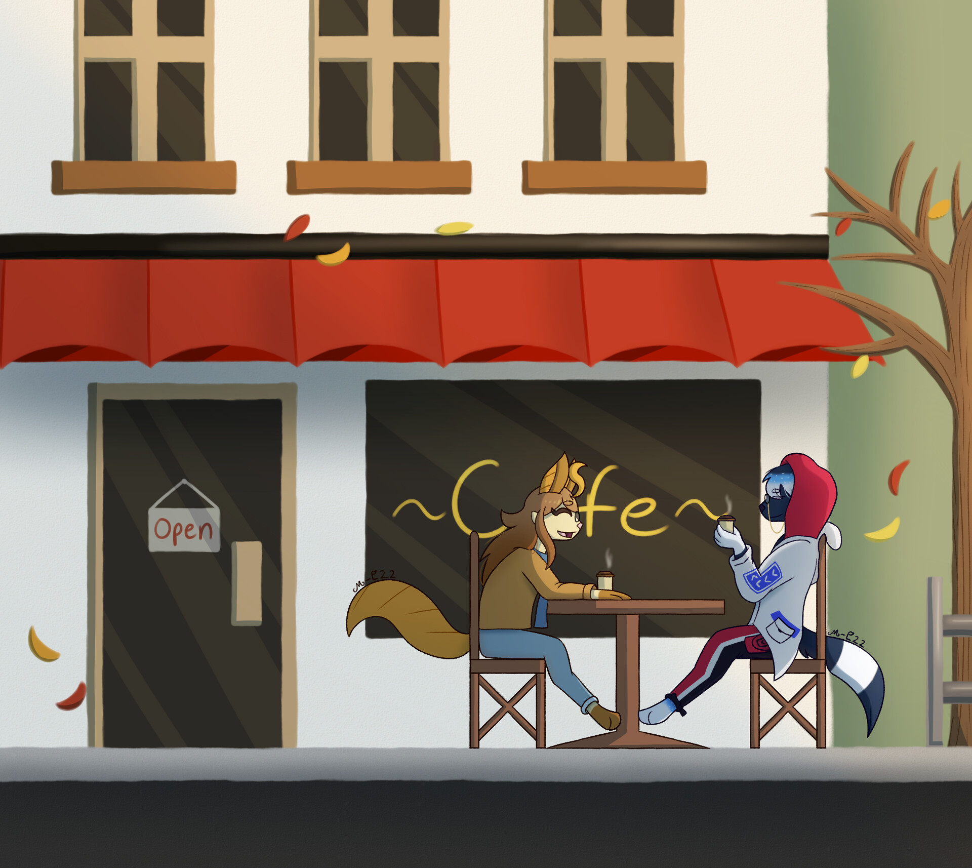 ArtStation - Outside of a Fall Cafe