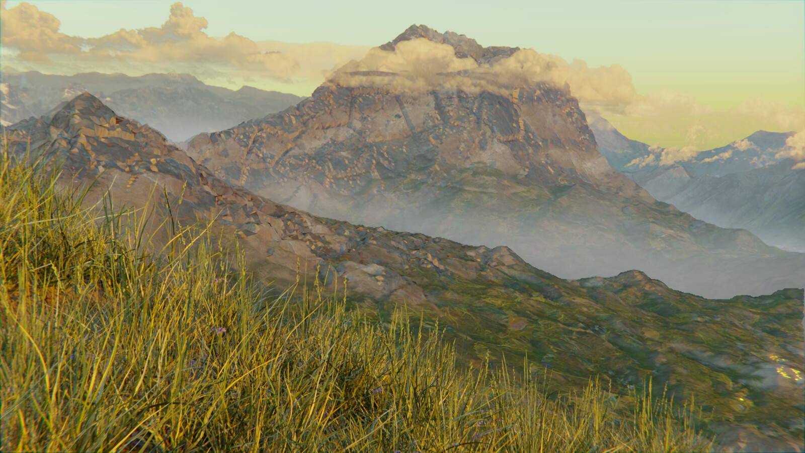 Sunrise fantasy landscape.