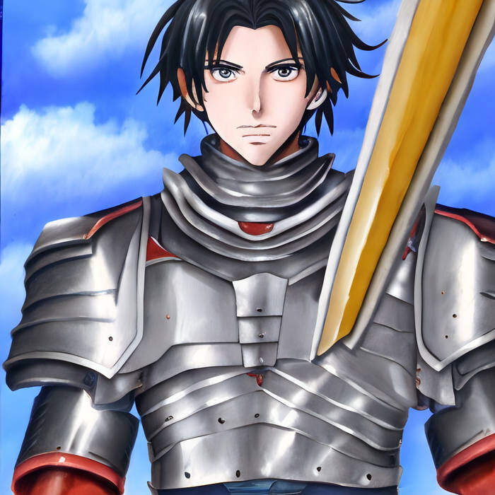 male knight with black armor and two black swords o  OpenArt