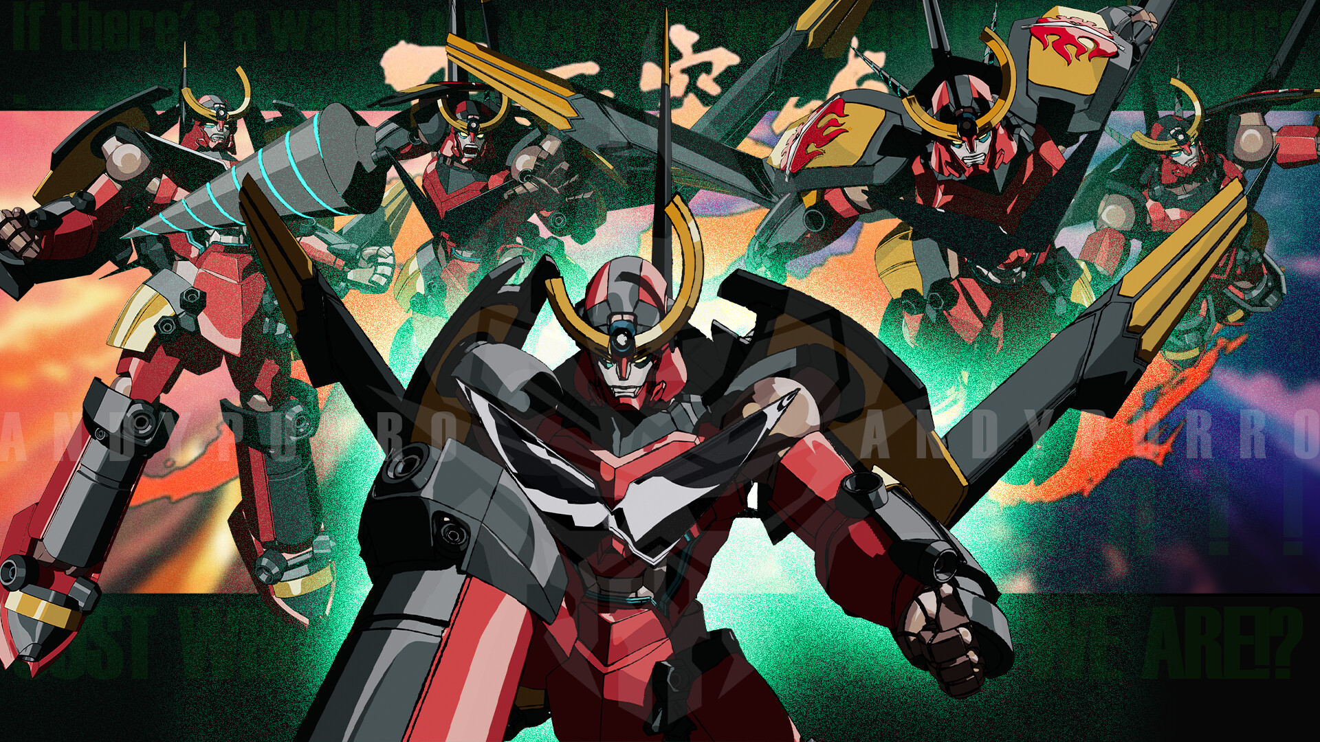 Gurren lagann anime wallpaper with epic mech and characters