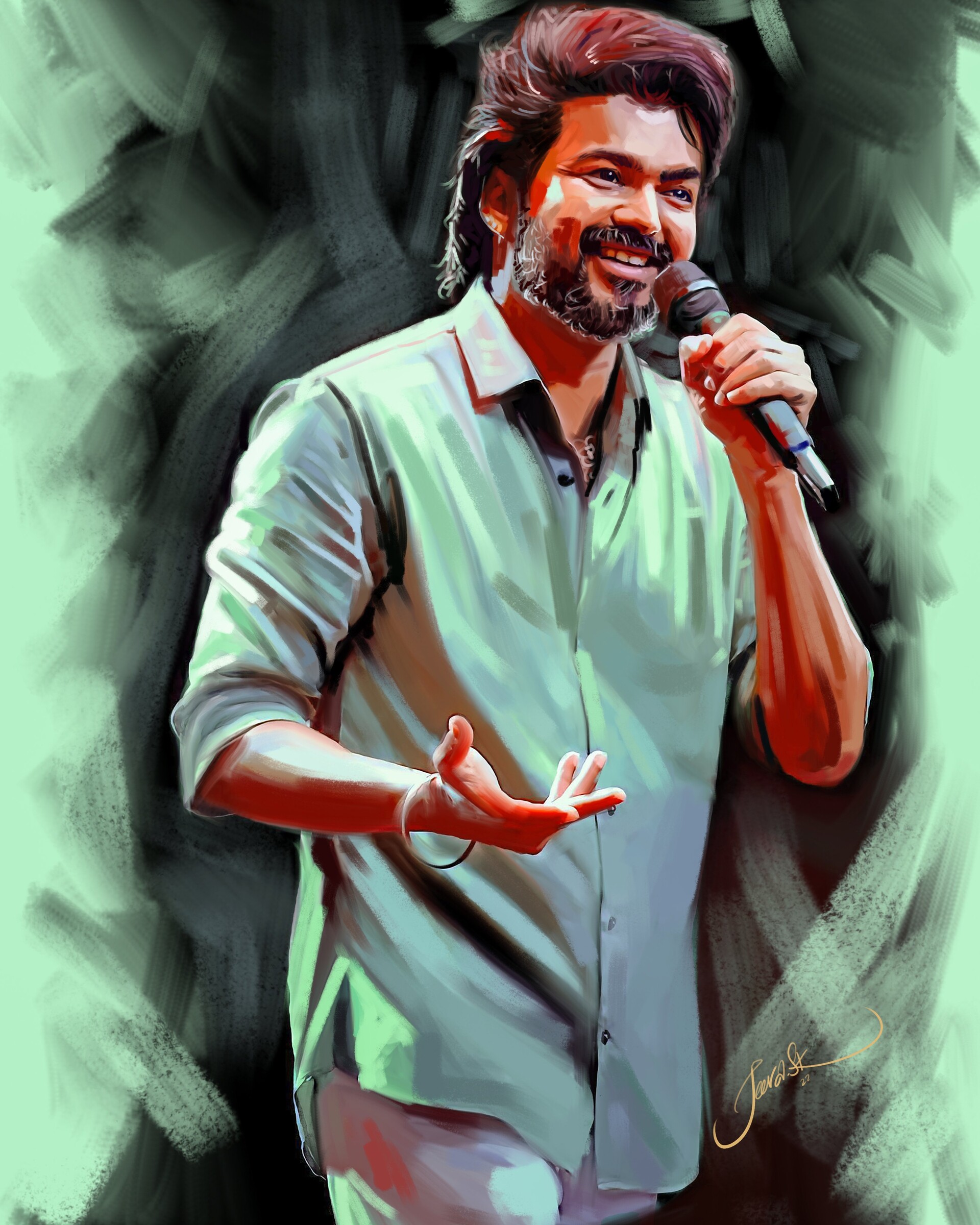 Jeeva Artist Thalapathy Vijay Painting 2022 EnNenjilKudiyirukkum 