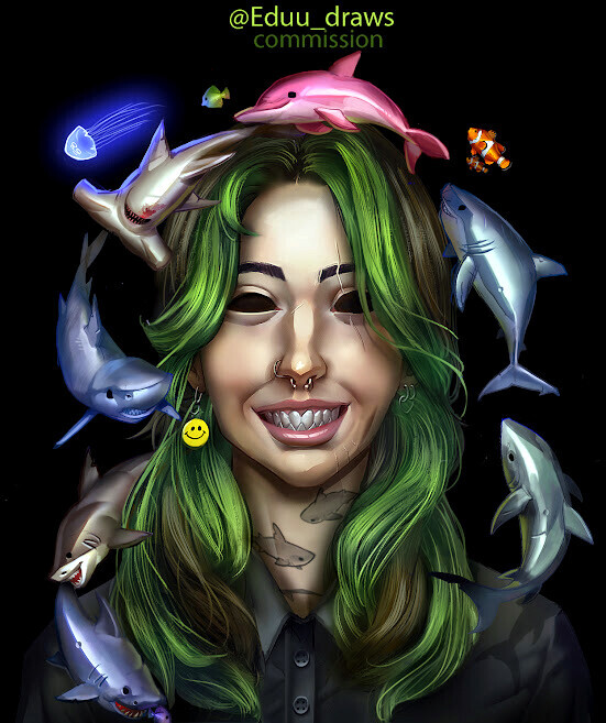 ArtStation commission shark girl