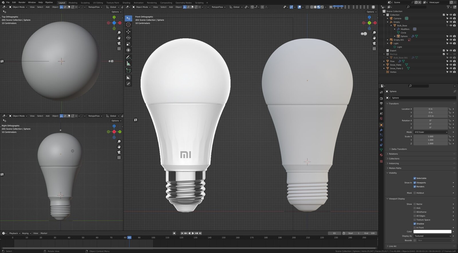 Screenshot: modeling the led bulb