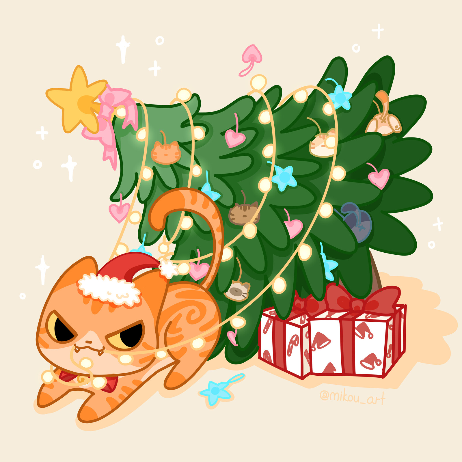 Cat and Christmas tree