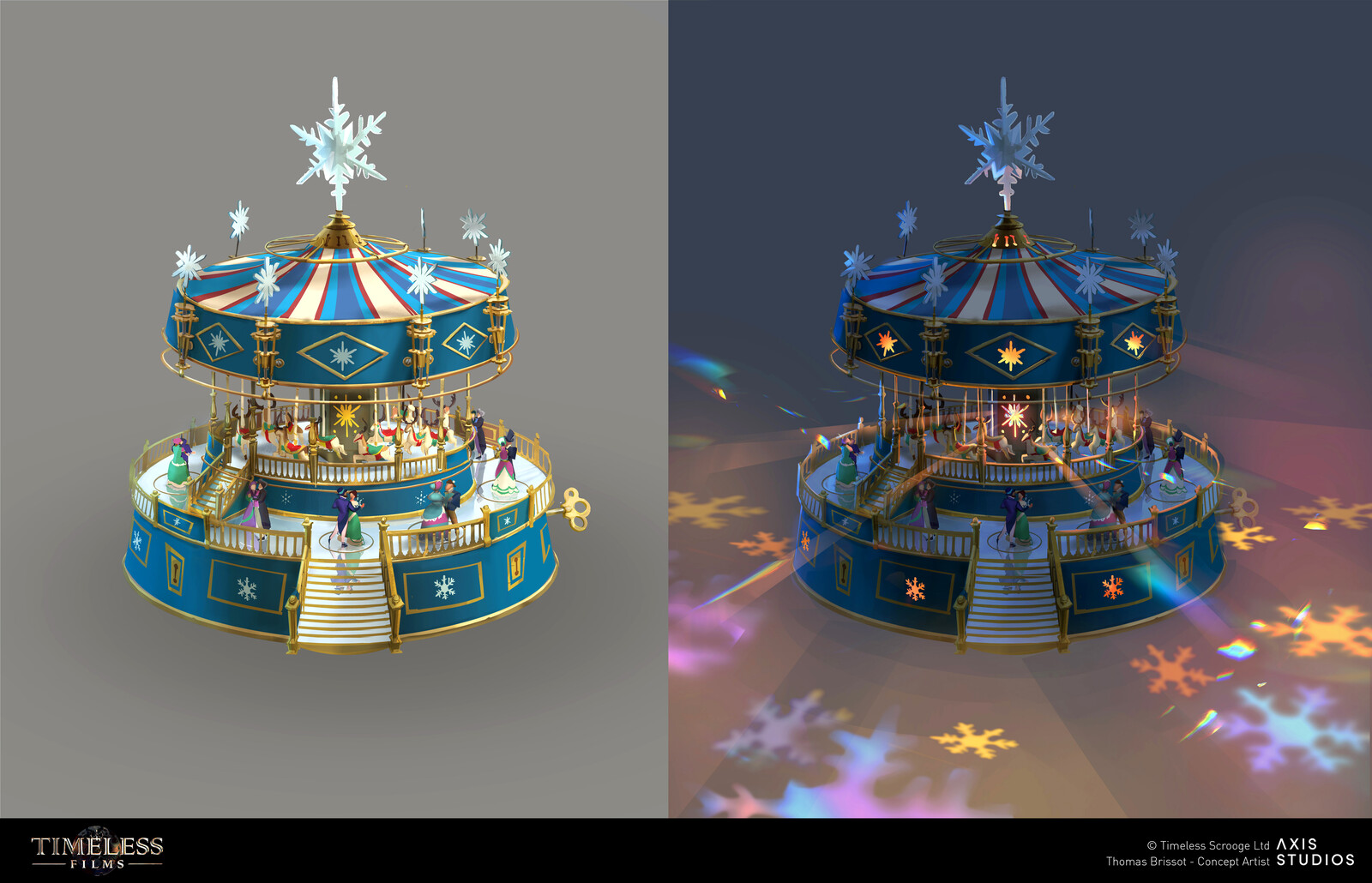 The carrousel was originally a important prop growing to a full human scale and dancers would detach from it, dance, etc
