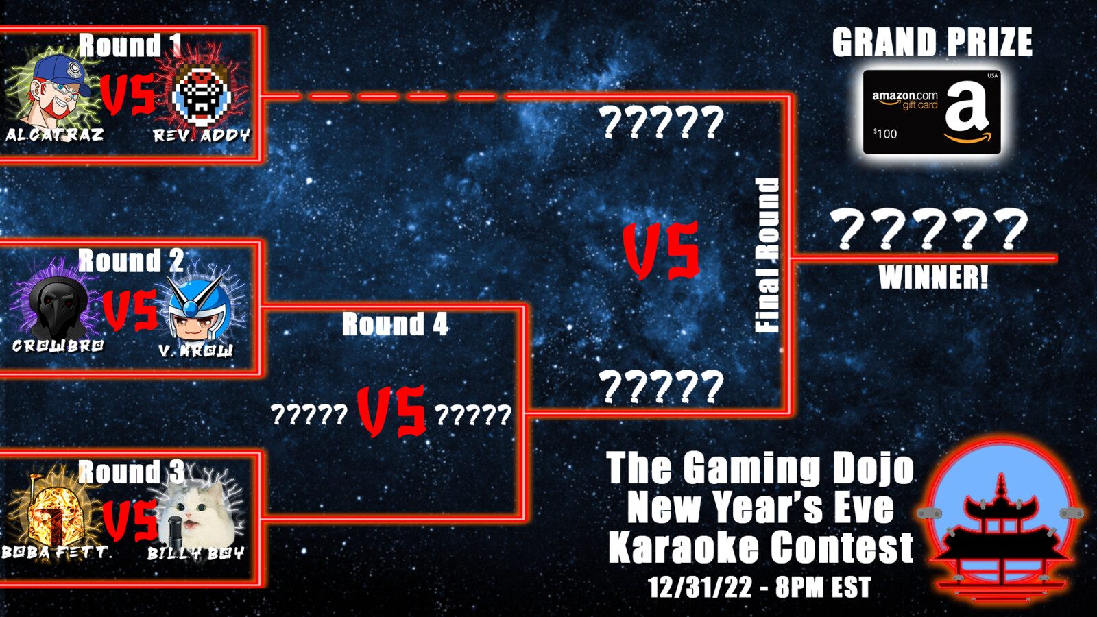 Gaming Dojo 2022 Karaoke Contest Stream Giveaway Bracket (Default)