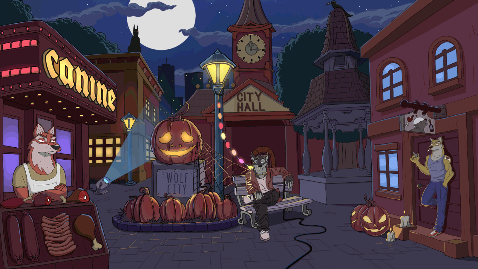 Halloween town square
