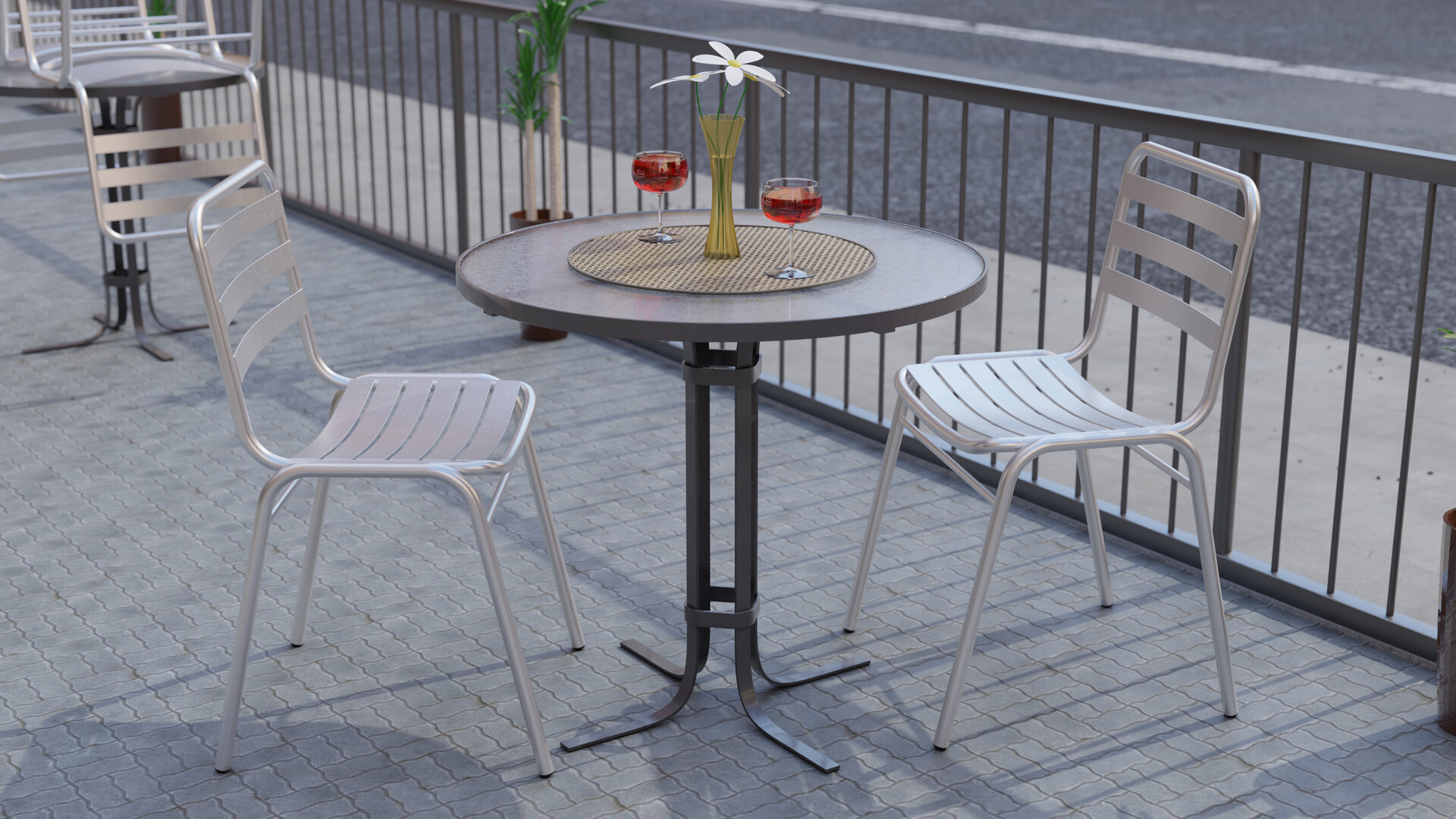 ArtStation Outside cafe dining table scene