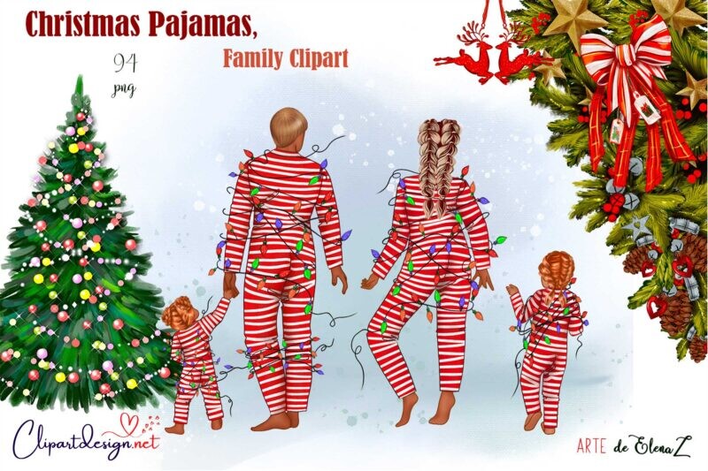 ArtStation Christmas Pajamas Family Clipart Merry Christmas