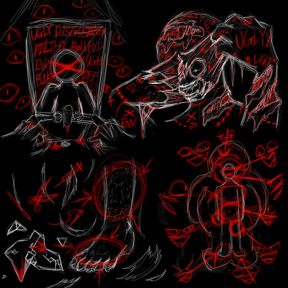 MCStevebrine12 Body Dysmorphia (TW// Eye strains, eyes, mouths)