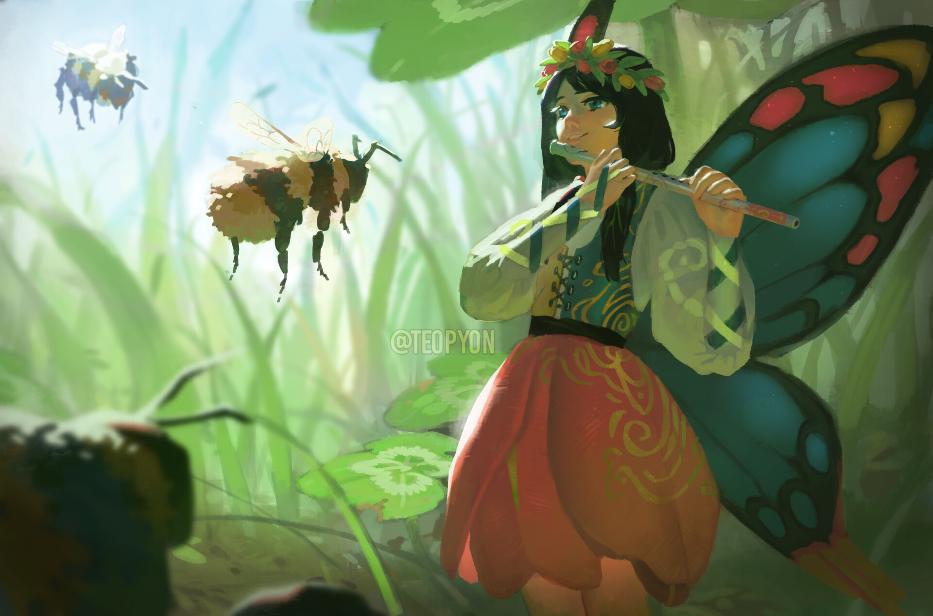 ArtStation Fairy Playing A Flute For The Bees