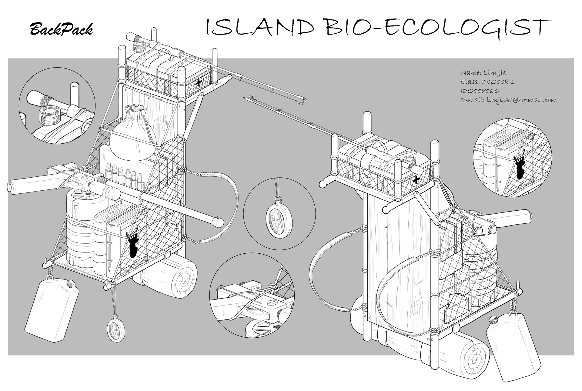 ArtStation Functional Drawing Island BioEcologist's Backpack