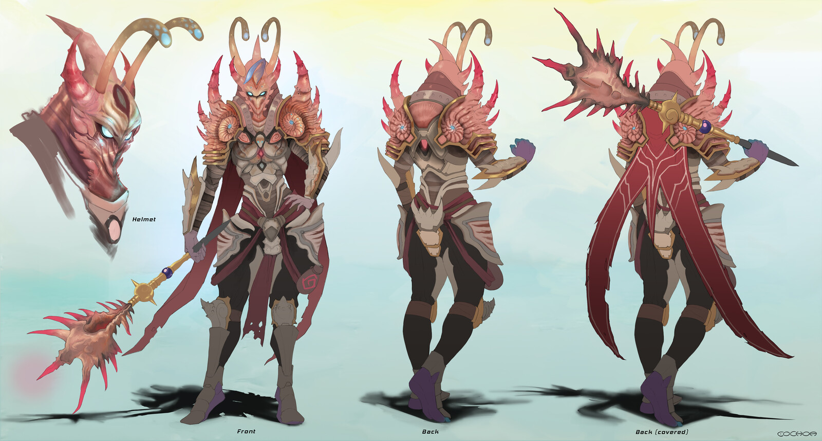Helmet, Front, and Back.