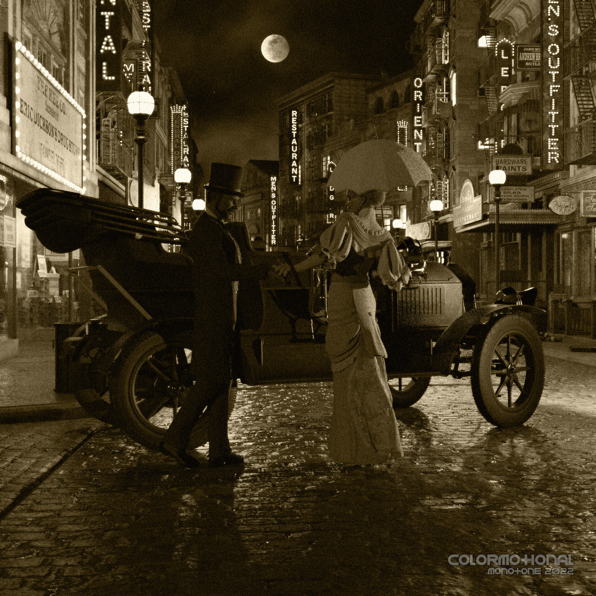 ArtStation - Classic car on a night out