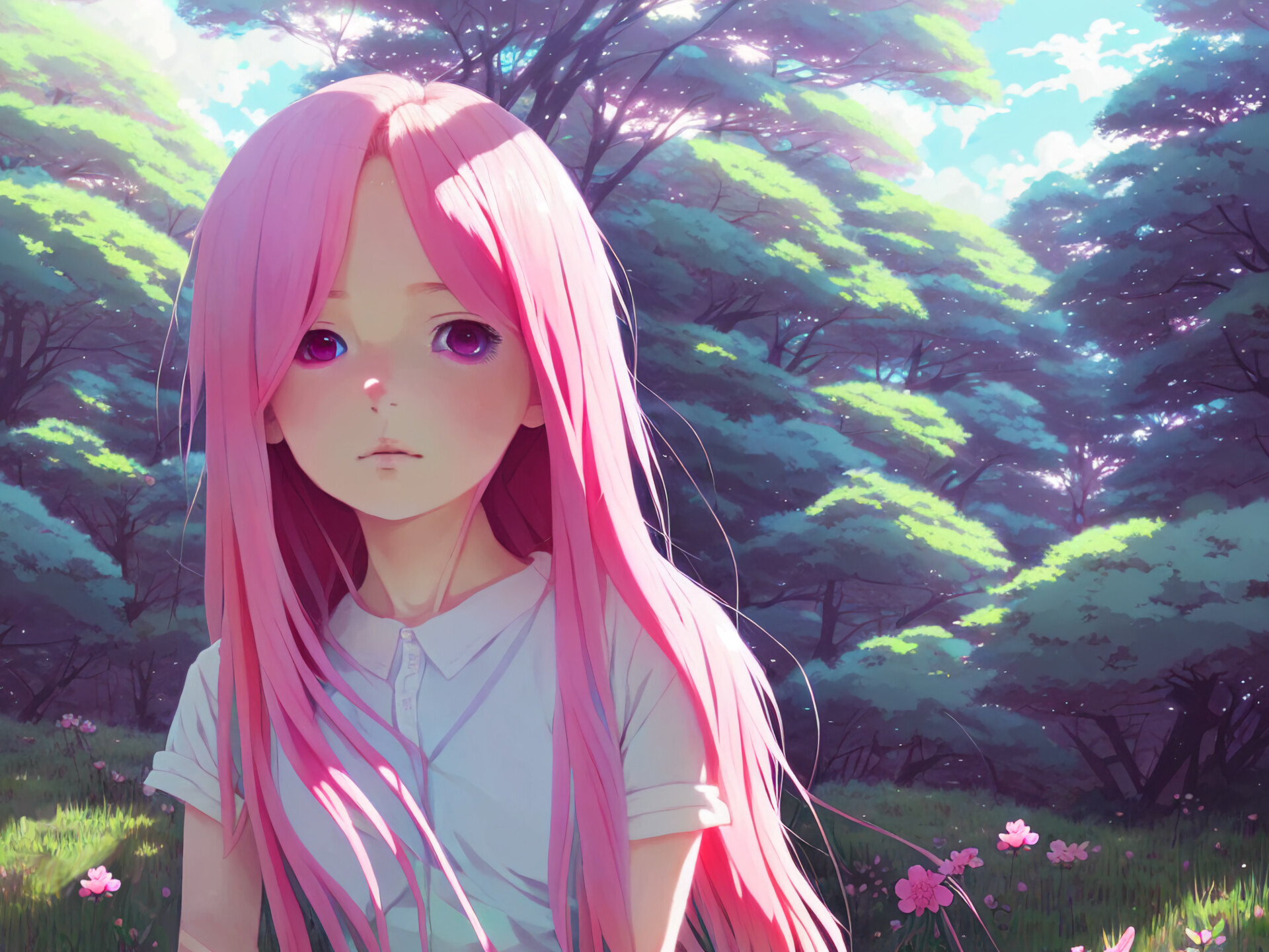ArtStation  Anime girl with pink hair