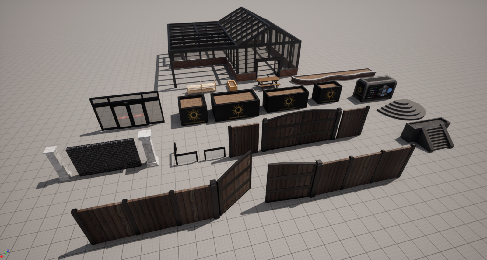Various environment assets I created for Sunset Museum