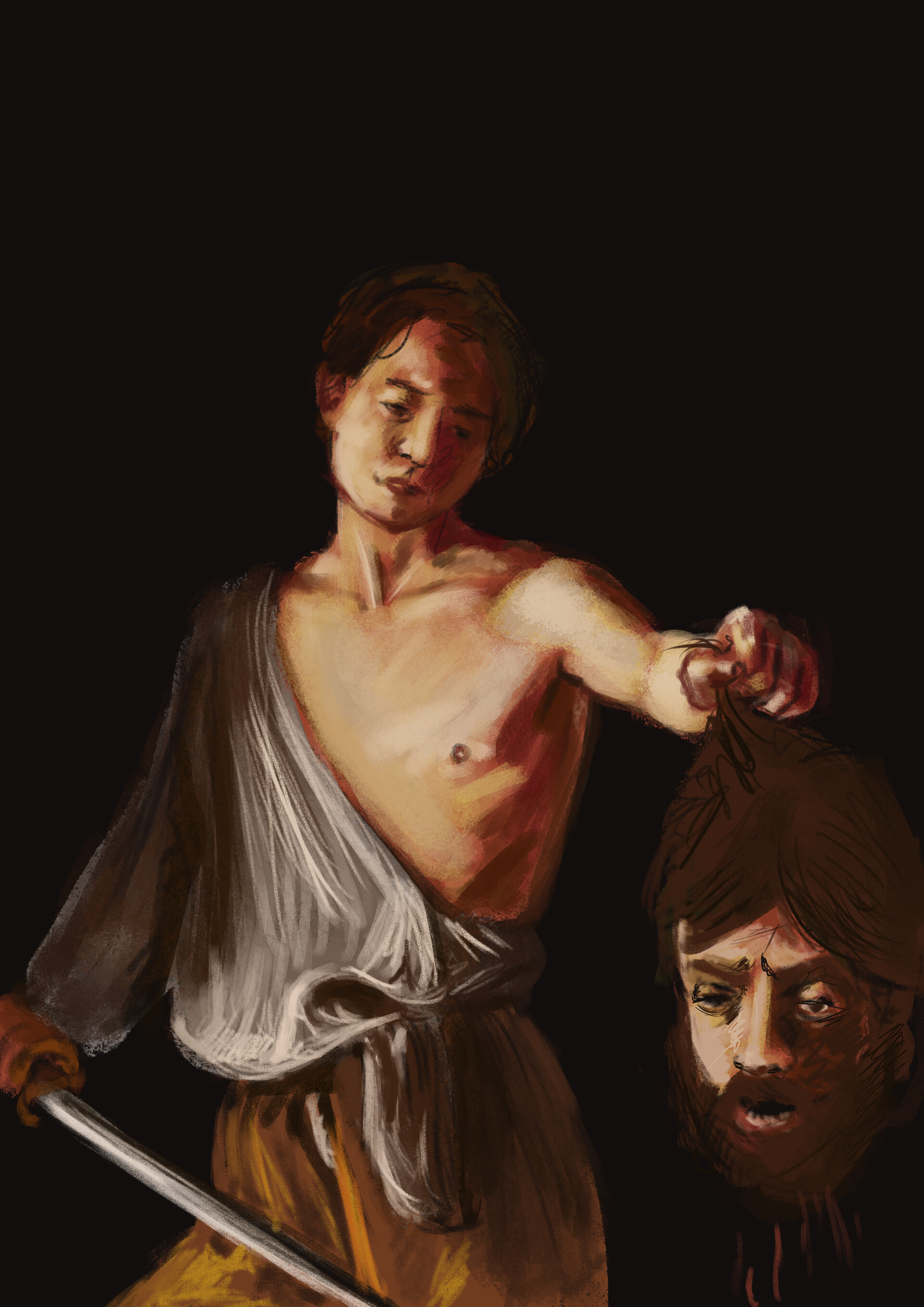 ArtStation Study the masters 1 hour, David and Goliath by Caravaggio