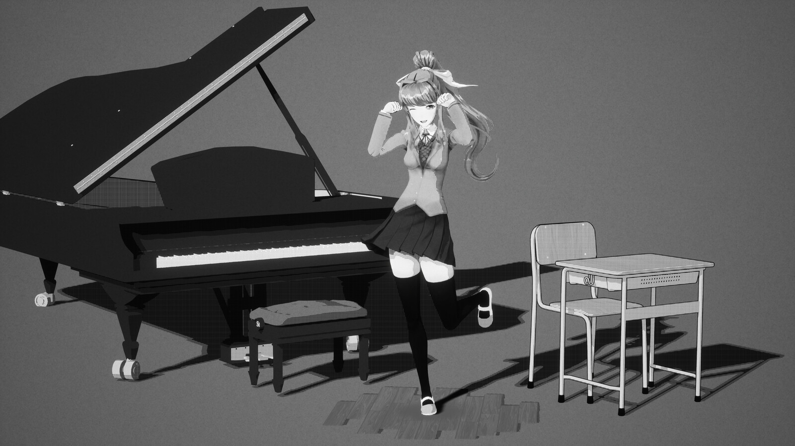 This was made using a material instance of the screen tone shader from the outrun post process shader breakdown.