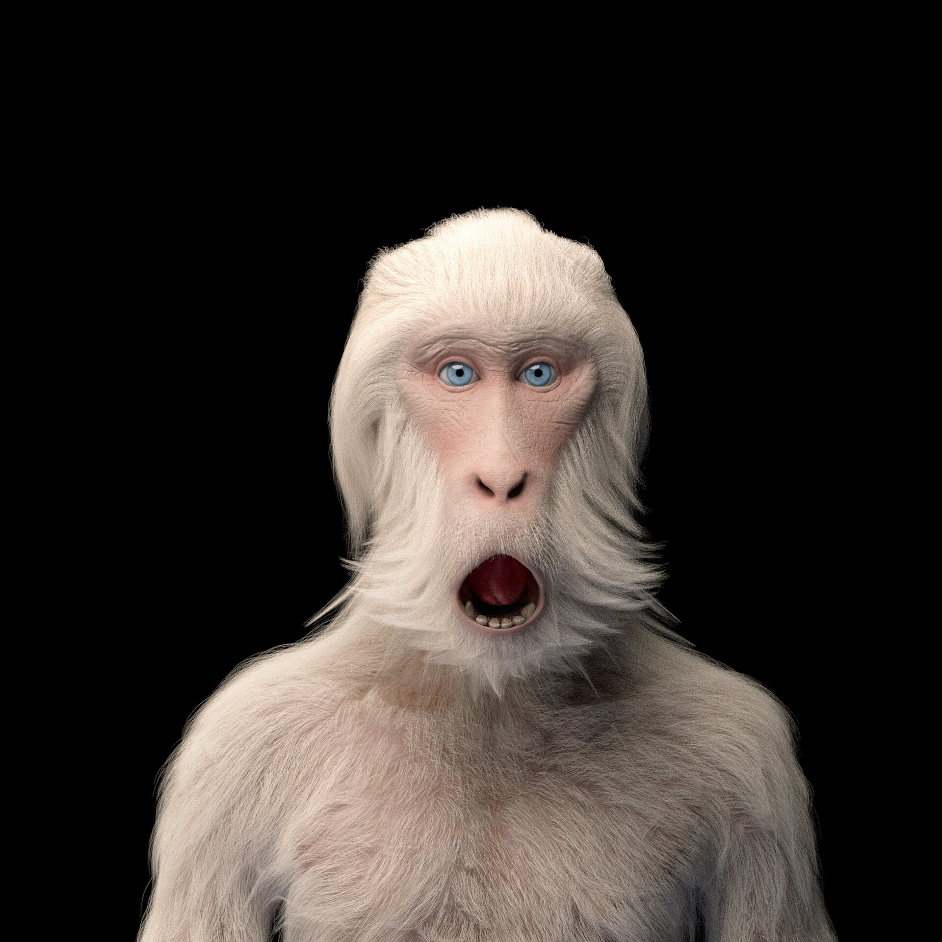 Premium AI Image  Albino monkey with white fur Portrait of a rare animal  primate on the background