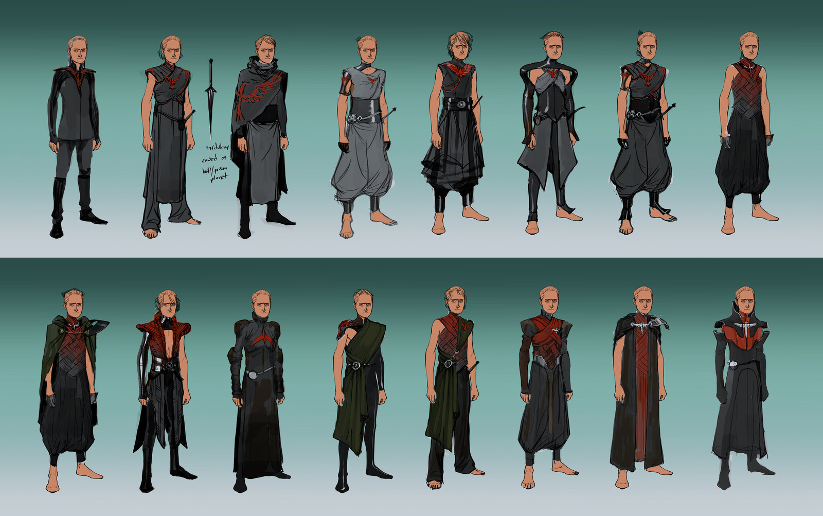 Paul Atreides costume sketches