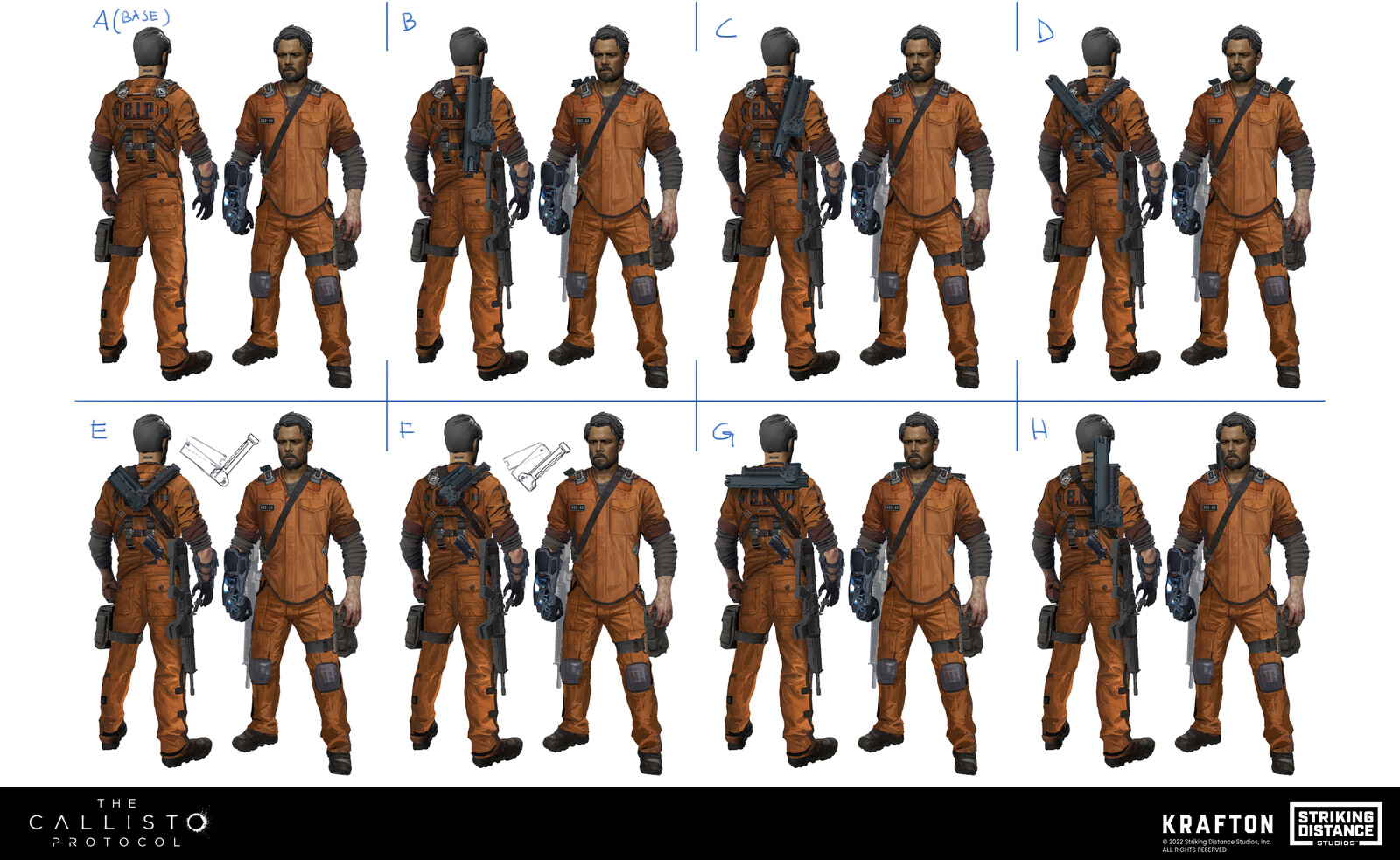 Figuring out configurations on how the weapons might sit on the prison suit