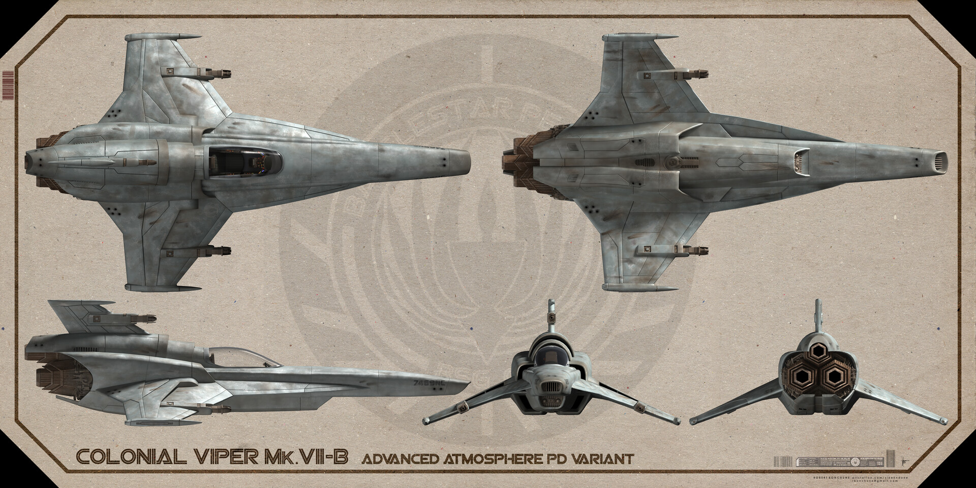 Robert Bonchune BSG Colonial Viper Mk.VIIB Plan Views