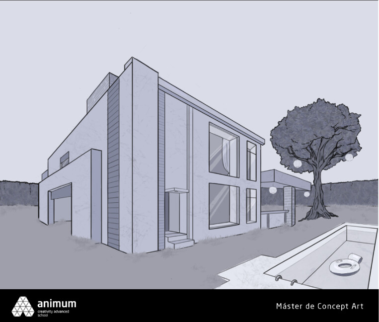 ArtStation Architectural concept art Modern house with a minimalist