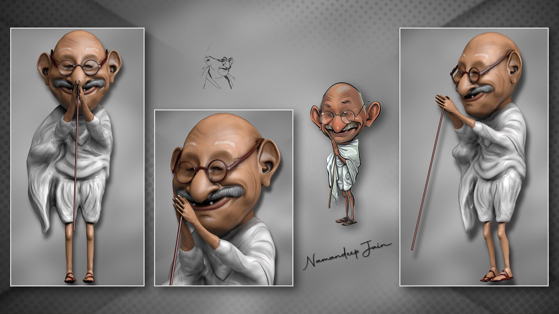 ArtStation - 3D caricature of Mahatma Gandhi