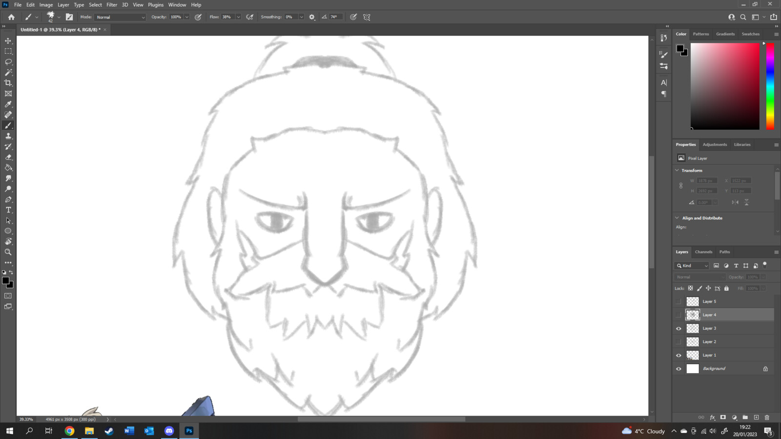 First draw before resketching