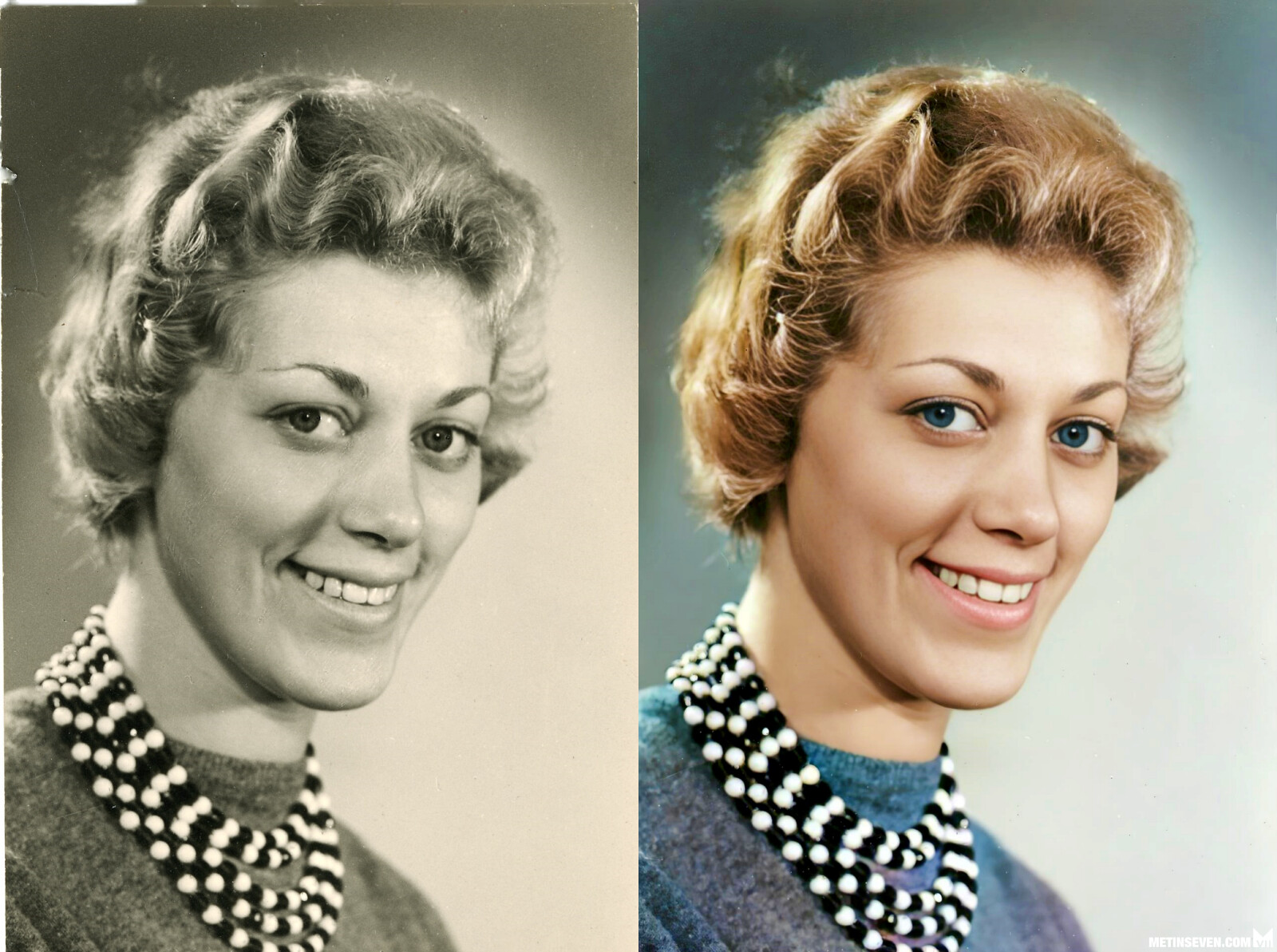 Printed old photographs, touched-up and colorized.