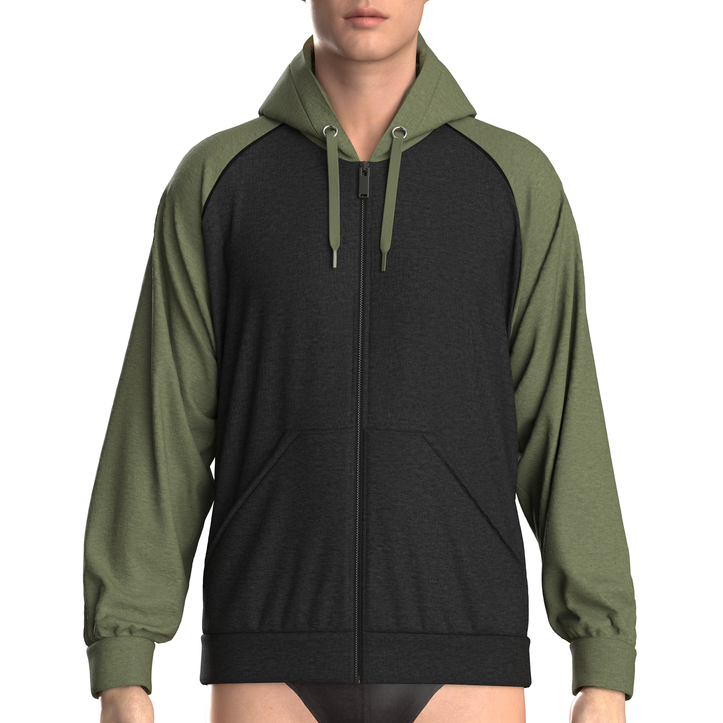 Mens panel raglan hotsell zip up hoodie