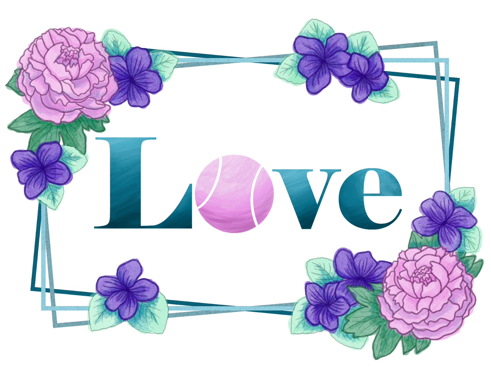 Design Test for a work opportunity. Client asked for a tennis-related greeting card that fit a soft and elegant art style.