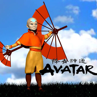 Aang and His Gliding Staff: Avatar the Last Airbender