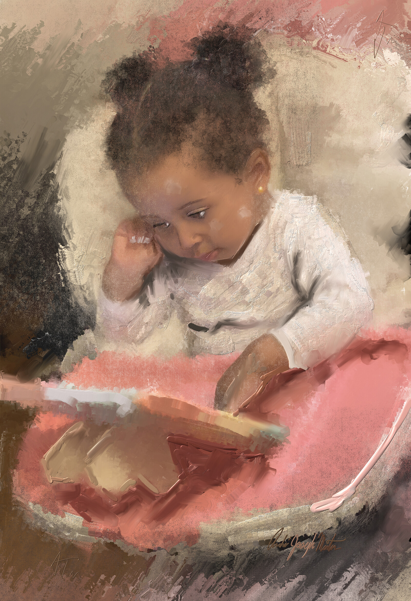 ArtStation - a young girl reading her book