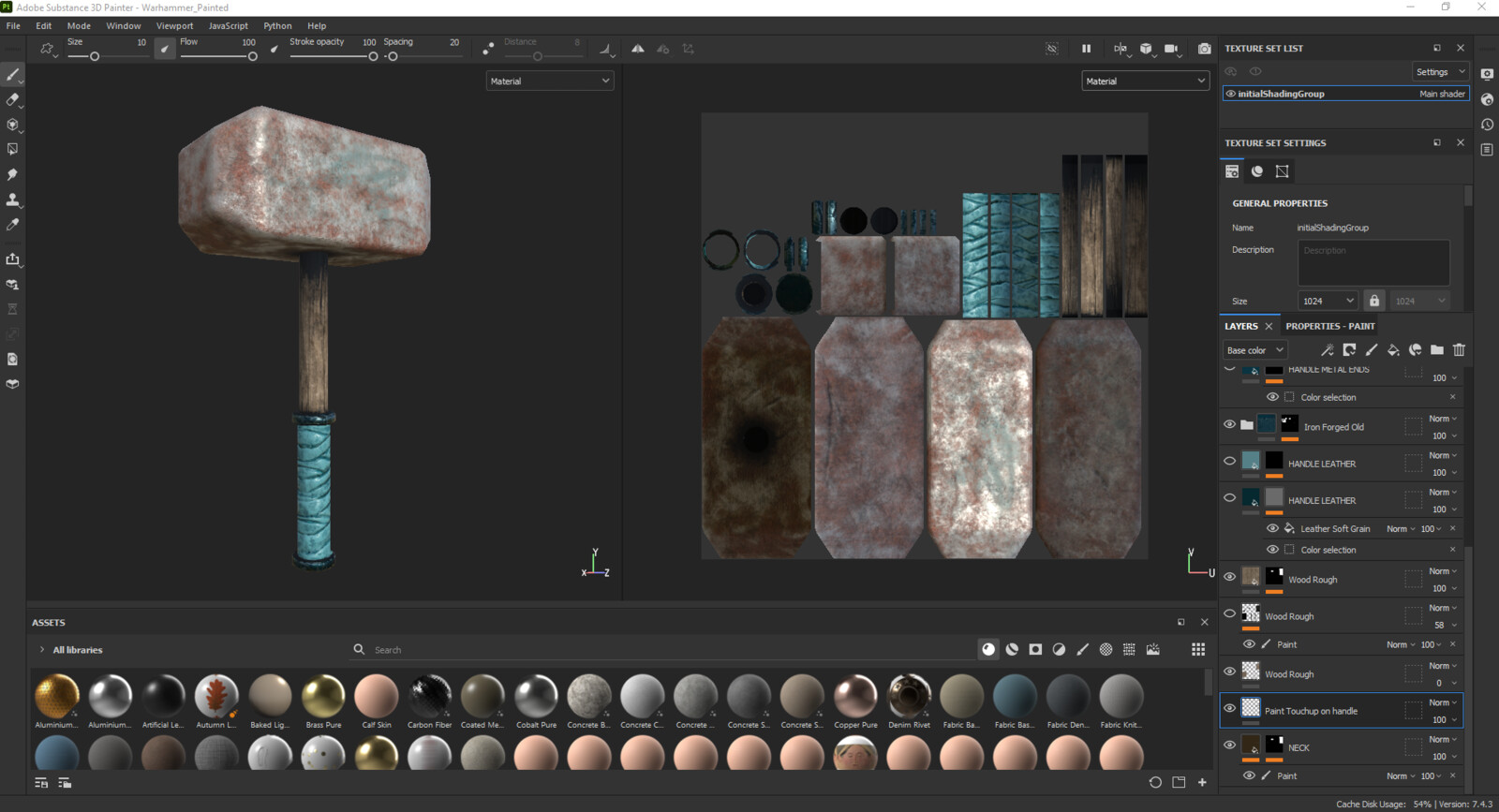 View of baked Materials Lit in Substance Painter