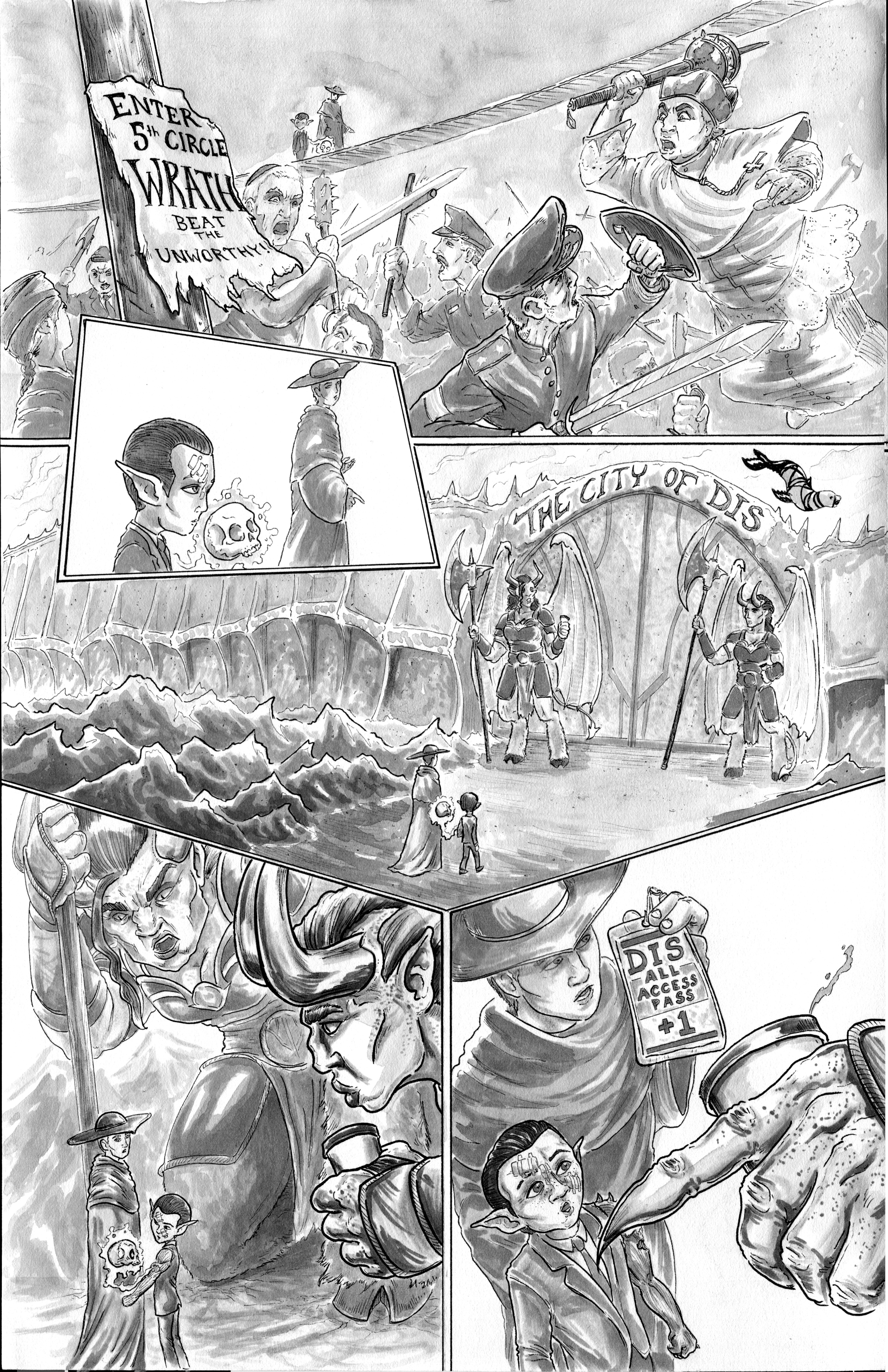 Oneshi Press 'Mr Guy' Arc 5, page 4. Inks (traditional). 2022