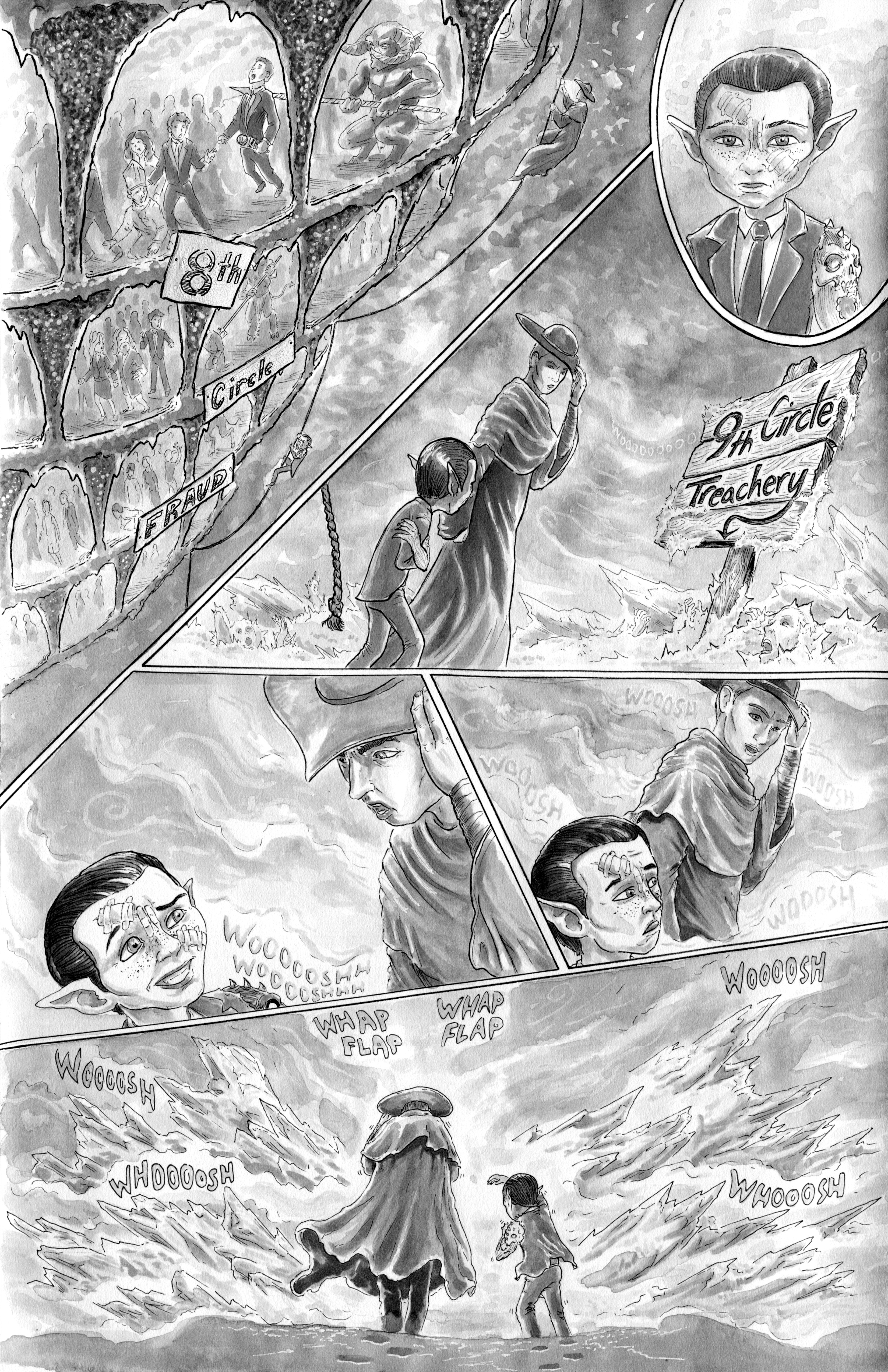 Oneshi Press 'Mr Guy' Arc 5, page 6. Inks (traditional). 2022