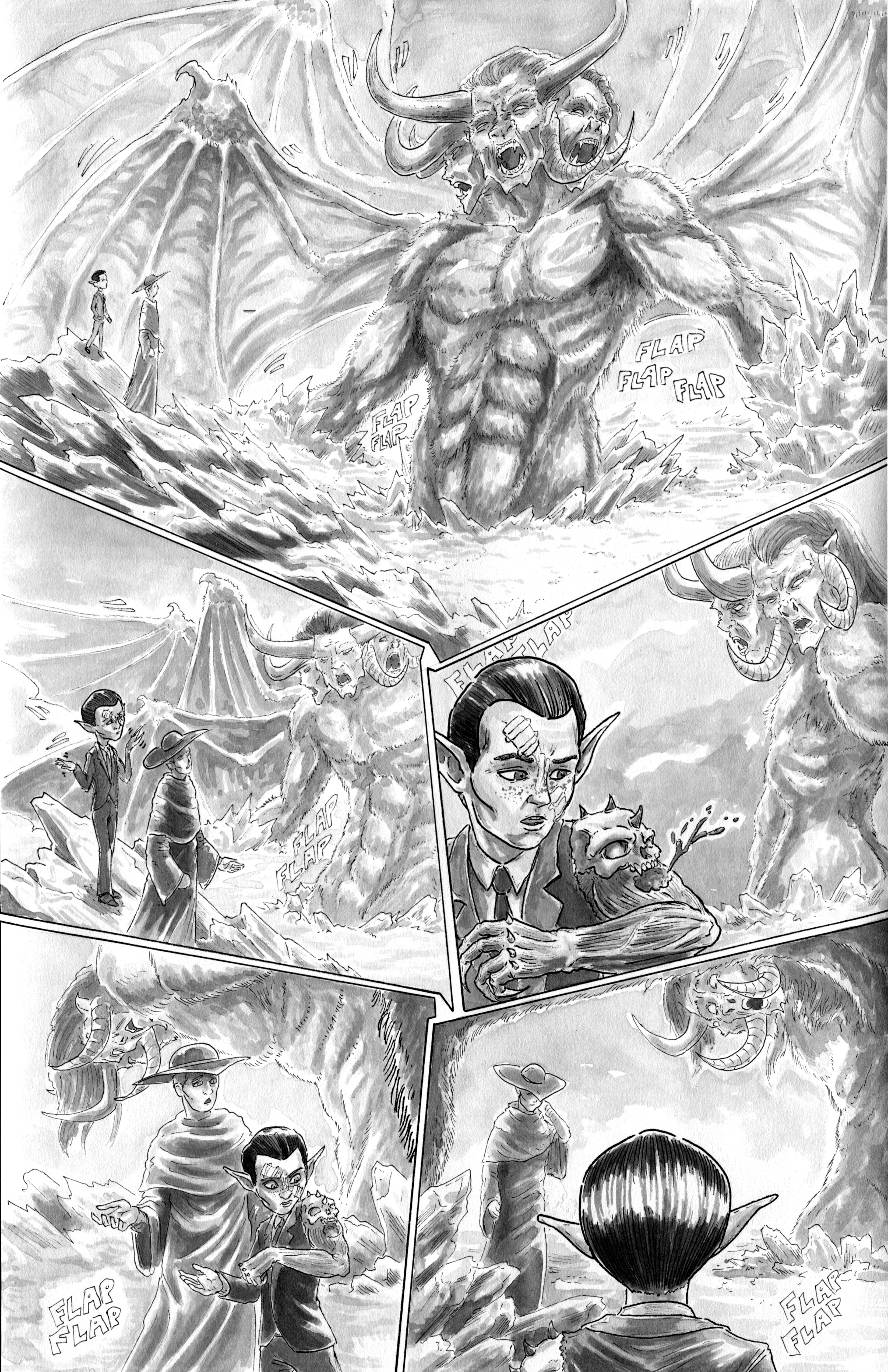 Oneshi Press 'Mr Guy' Arc 5, page 7. Inks (traditional). 2022