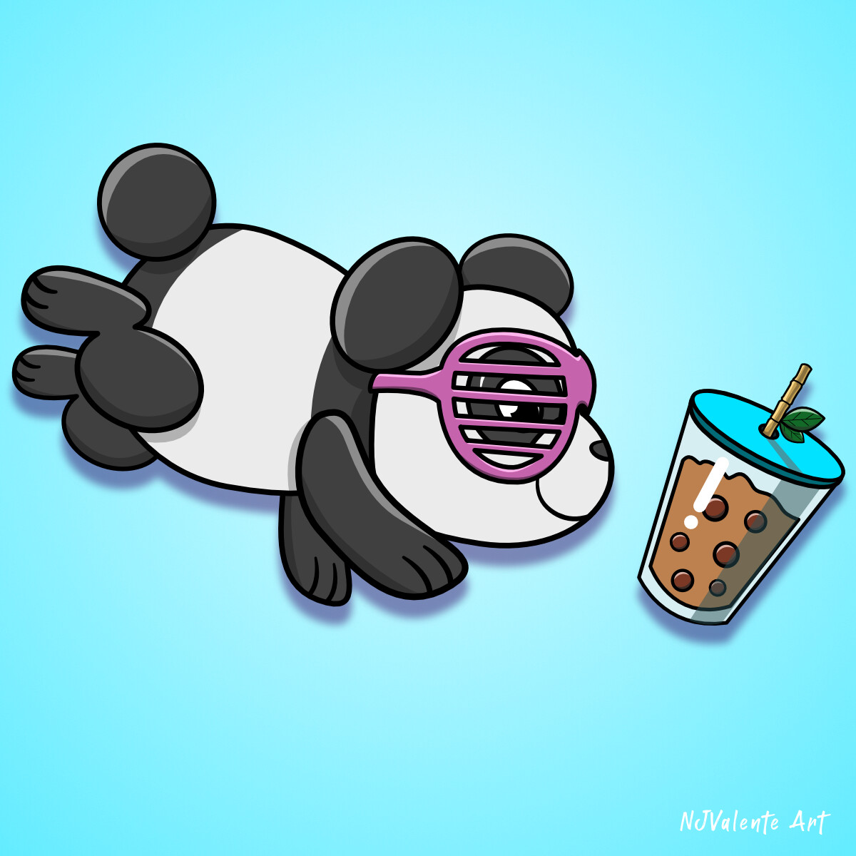 Vector panda with optional visors for Bob Tea company done in Affinity Designer.
