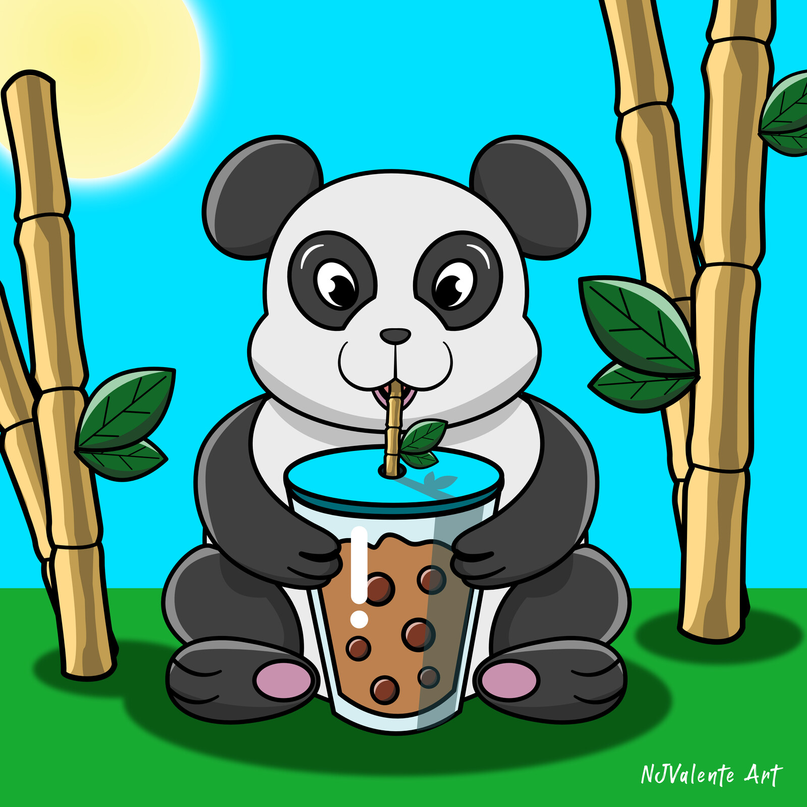 Vector art Panda for Boba Tea company