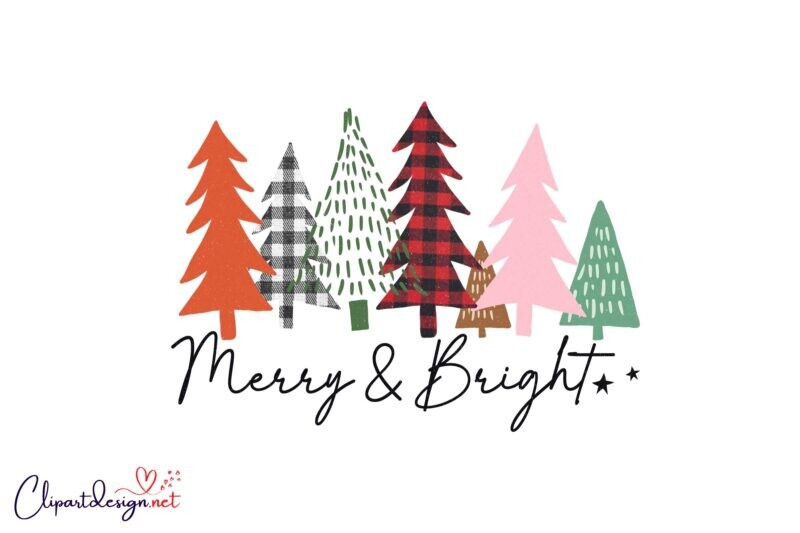 ArtStation Merry And Bright Christmas Tree SVG Merry Christmas SVG
