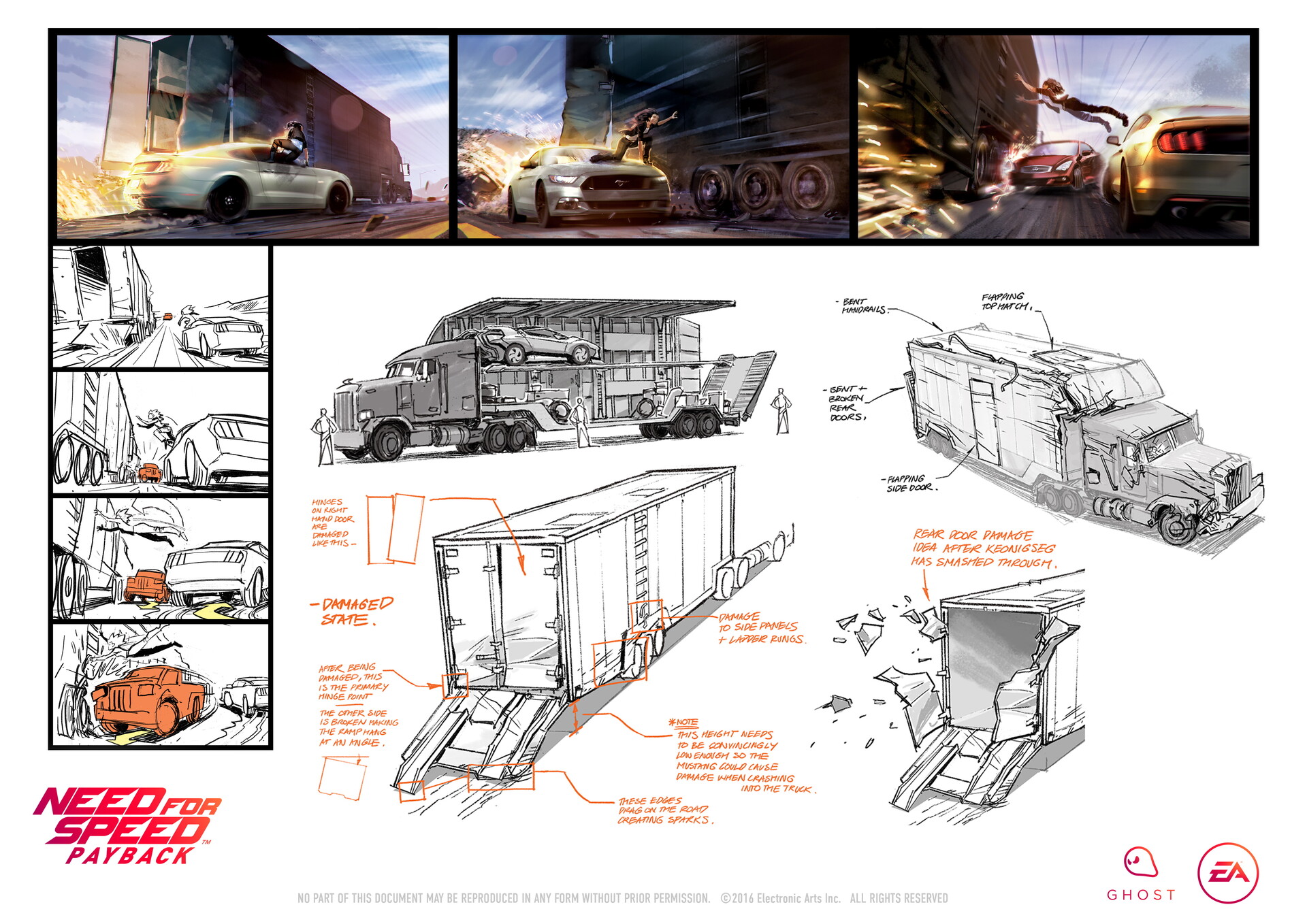 Ross Dearsley NFS Payback Truck Jump and supercar theft! storyboards