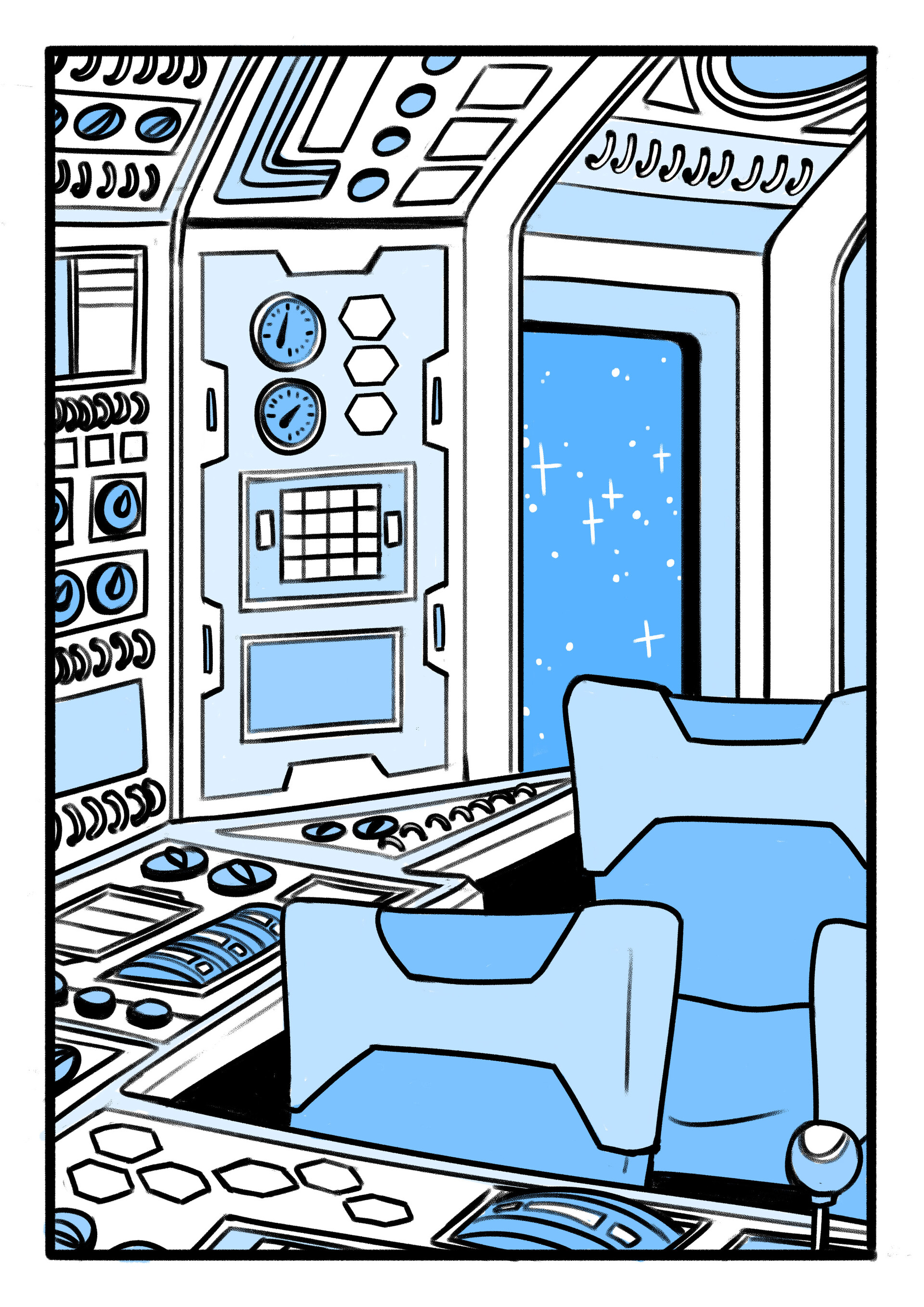 cartoon spaceship interior