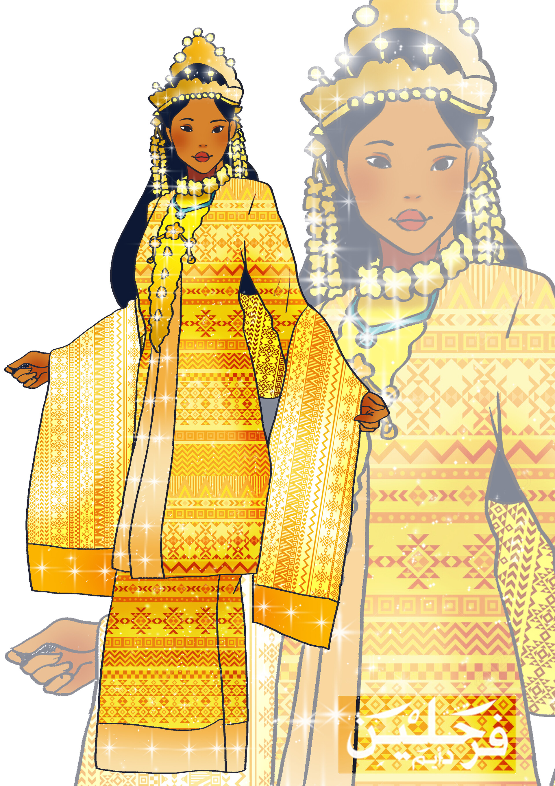 ArtStation - Disney Princess in Malay traditional dresses, image size:1920x2716