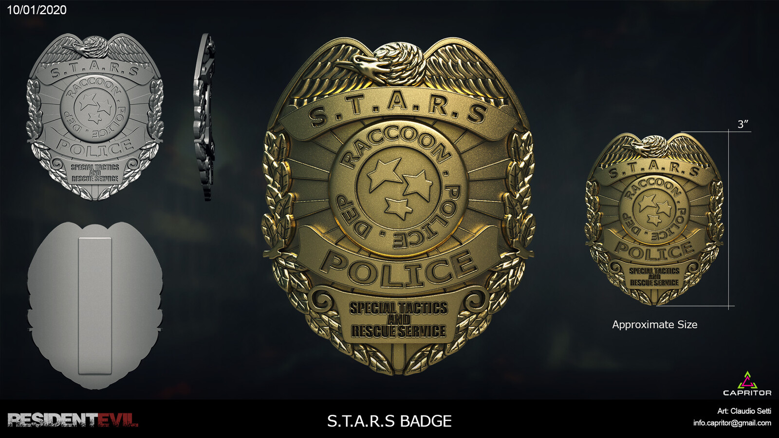 Resident Evil S.T.A.R.S Badge 3D Model And Render